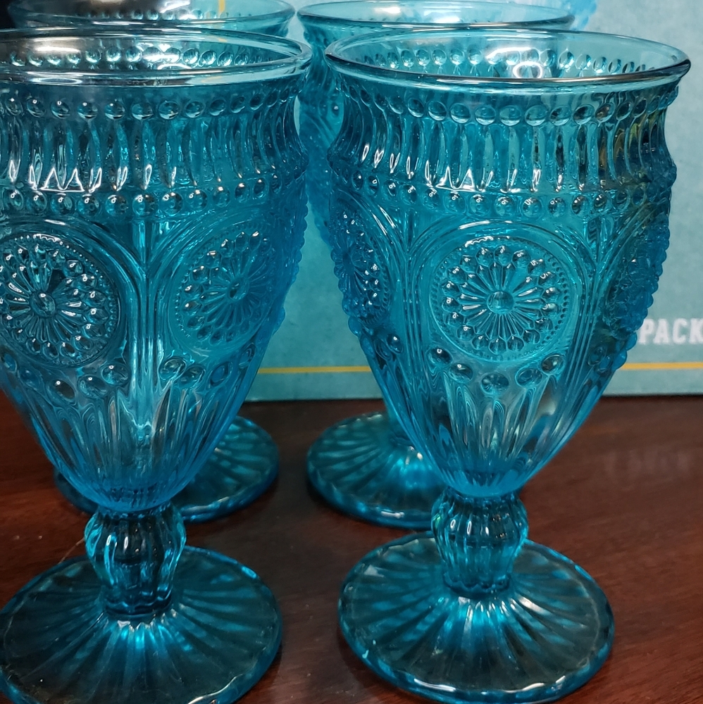 Blue glass goblets